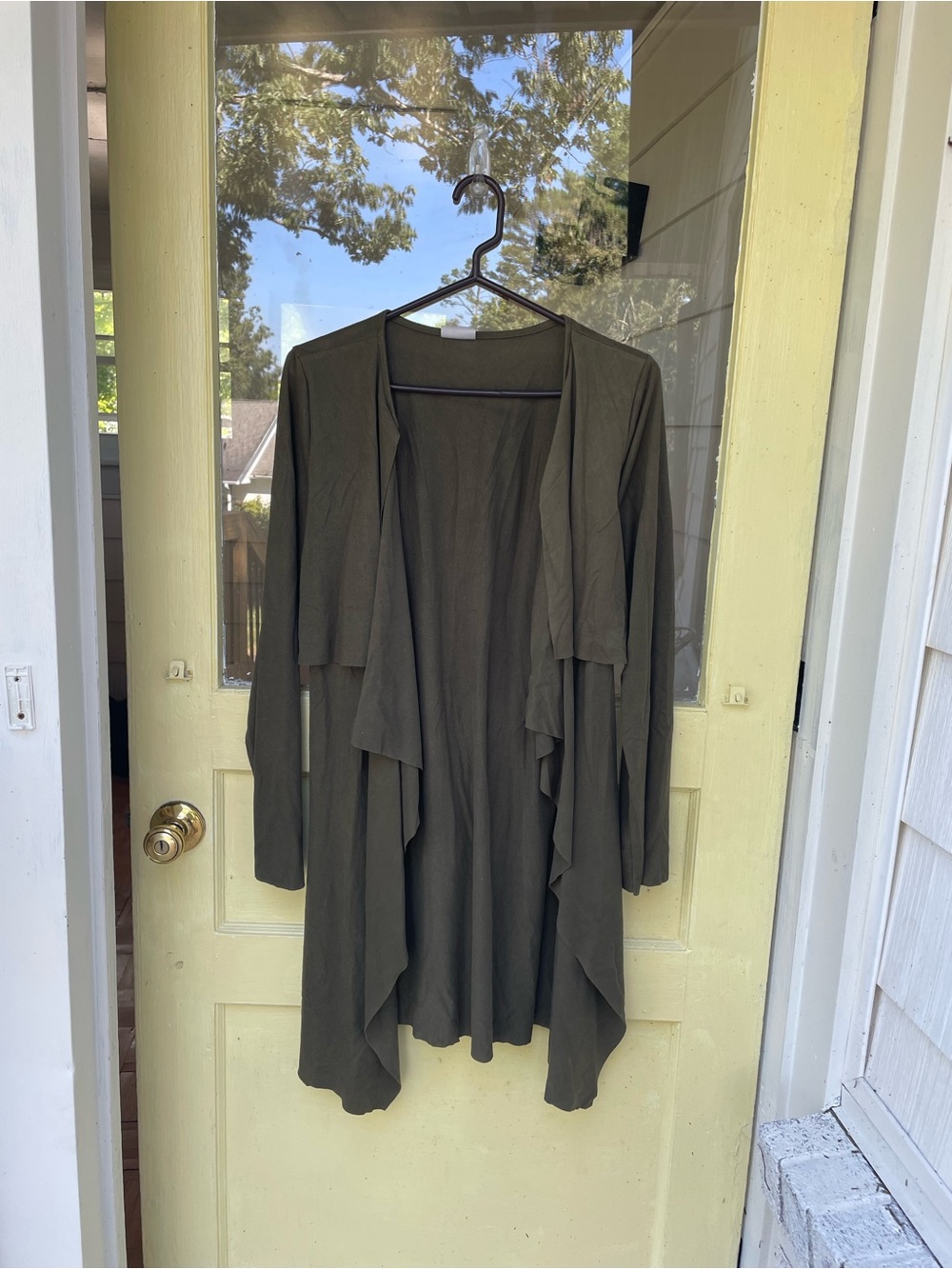 Gold Spark Boutique Olive Green Draped Open-Front Women's Cardigan